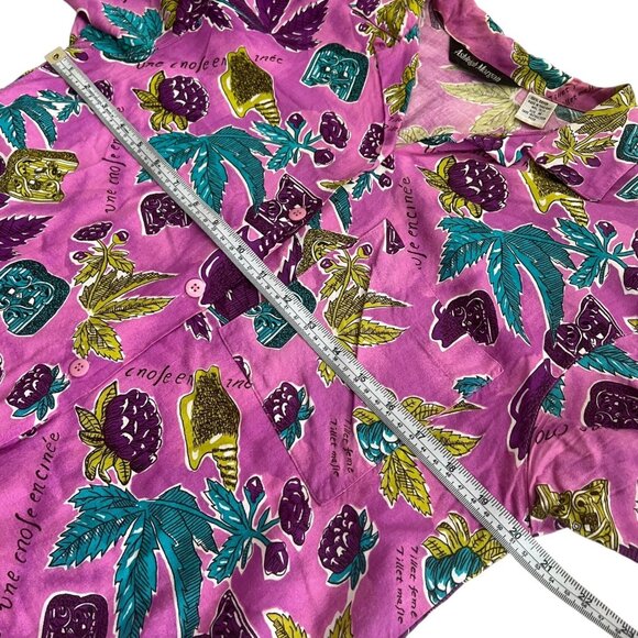 Vintage Ashleigh Morgan Womens Crop Hawaiian Shirt Pink Medium Tropical Resort‎ - Picture 9 of 12